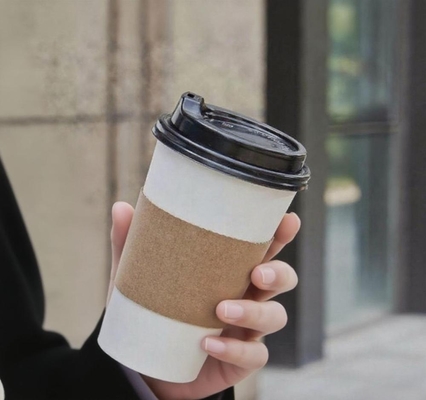 Coffee Paper Cups with Lid Custom Printed Degradable 12oz 16oz Double Wall Paper Cups for Hot Drinks