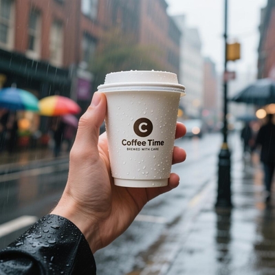 OEM Disposable White Kraft Paper Coffee Cup Custom Logo Wrapping Gold Foil Hot Stamping Paper Cups