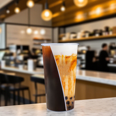 Custom 700ml 16oz 2 Compartment Boba Tea Cup Disposable Smoothie Juice Split Boba Cups Double Share Cup