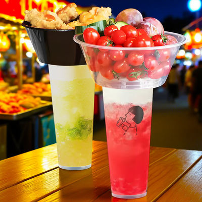 Disposable Hot Pot Cup Food Grade 2 in 1 Snack and Drink Holder Cup PP Cup for Eat and Drinking