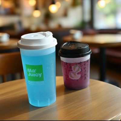 Custom Logo Fat Plastic Cup 16oz Milk Tea Ice Coffee Hard PP Matte Coffee Plastic Stubby Cup