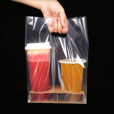 High Press Milk Tea Plastic Bags Disposable Take Out 1/2/4 Cup Drink Thicken Packaging Plastic Carrier Bags
