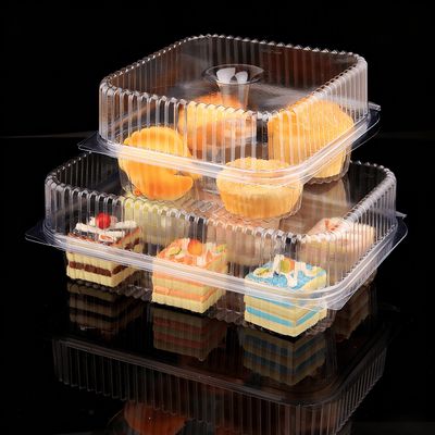 6 Count Transparent PET Plastic Food Packaging Box for Cookies Desserts Pastry